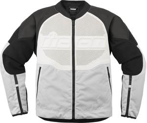 Icon Overlord3 perforated Motorcycle Leather / Textile Jacket, black-white, size 2XL for Men