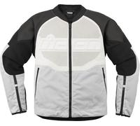Icon Overlord3 perforated Motorcycle Leather / Textile Jacket, white/black, size XXL