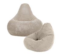 icon Pack of 2 Dalton Kids Bean Bag, Corduroy Childrens Beanbag in Beige ICON Beige
