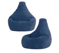 icon Pack of 2 Dalton Kids Bean Bag, Corduroy Childrens Beanbag in Blue | Size: Medium ICON Blue Medium
