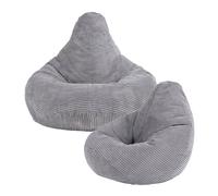 icon Pack of 2 Dalton Kids Bean Bag, Corduroy Childrens Beanbag in Light Grey ICON Light Grey