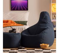 icon Performance Mesh Gaming Bean Bag Recliner & Footstool in Navy | Size: Medium ICON Navy Medium