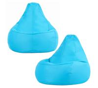 icon Recliner Indoor Outdoor Navy Blue Bean Bag Chair Pack of 2 in Aqua ICON Aqua
