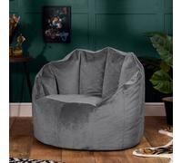 Velvet Oyster Bean Bag Accent Chair Adult Teen Luxury Living Room BeanBag
