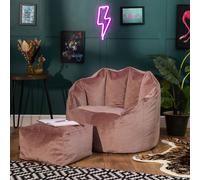 icon Sirena Scallop Chair Bean Bag And Footstool Pink Velvet Bean Bags