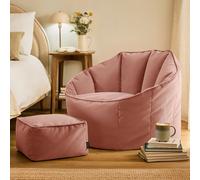 Icon Sirena Velvet Accent Chair And Footstool Bean Bag, Pink