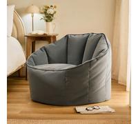 Icon Sirena Velvet Bean Bag Accent Bean Bag Chair, Charcoal Grey