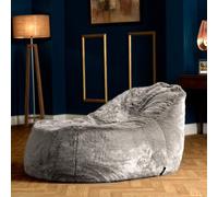 icon Soho Faux Fur Bean Bag Lounger Natural Giant Bean Bag Chair in Light Grey ICON Light Grey