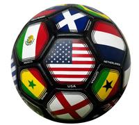 Icon Sports Black World Country Flags Soccer Ball - Size 4 & Size 5 Training & Match Ball, Multi-Nation International Soccer Ball (#5)"