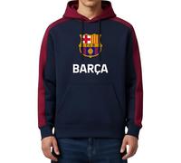 Icon Sports FC Barcelona Officially Licensed Barça Adult Men's Pullover Hooded Sweatshirt Navy Blue