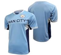 Icon Sports Men's Short Sleeve Game Polyshirt Shirt, Man City Wordmark on Front, Medium