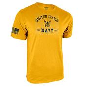 Icon Sports Men's U.s. Navy Short Sleeve T-Shirt, Heathered Black, Medium