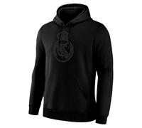 Icon Sports Officially Licensed International Club BLACKOUT Hoodie - Monochromatic Black Logo Print on Black Soccer Hoodie, Real Madrid, XL