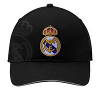 Icon Sports Officially Licensed Real Madrid Adjustable Dad Cap - White & Black Cotton Hat with Buckle for Men & Women