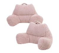 icon Teddy Bear Fleece Cuddle Cushion, Dawn Pink, 2 Pack, Reading Pillow, Back Support Cushion, Back Support Pillow for Bed with Bead filling included, Ideal as a backrest for sitting up in bed