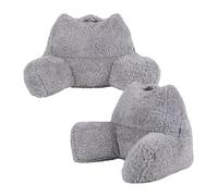 icon Teddy Bear Fluffy Fleece Cuddle Cushion, Grey, 2 Pack, Reading Pillow, Back Support Cushion, Back Support Pillow for Bed with filling included, Ideal as a backrest for sitting up in bed