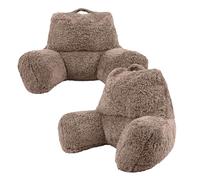 icon Teddy Bear Fluffy Fleece Cuddle Cushion, Mocha Brown, 2 Pack, Reading Pillow, Back Support Cushion, Back Support Pillow for Bed with filling included, Ideal as a backrest for sitting up in bed