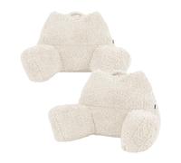 icon Teddy Bear Fluffy Fleece Cuddle Cushion, Natural, 2 Pack, Reading Pillow, Back Support Cushion, Back Support Pillow for Bed with filling included, Ideal as a backrest for sitting up in bed