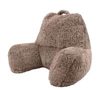 icon Teddy Bear Fluffy Fleece Cuddle Cushion, Mocha Brown, Reading Pillow, Back Support Cushion, Back Support Pillow for Bed with filling included, Ideal as a backrest for sitting up in bed