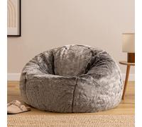 Adults X Large Fluffy Faux Fur Bean Bag Chair Beanbag Seat Arctic Wolf Grey