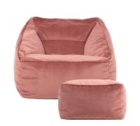 Icon Natalia Velvet Armchair And Footstool Bean Bag, Pink