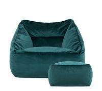 icon Velvet Natalia Bean Bag Armchair & Amara Footstool in Teal ICON Teal