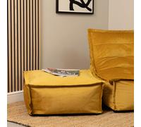 icon Vita Velvet Footstool Ochre Yellow Bean Bag Pouffe