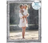 Icona Bay 10x8 Azure Grey Picture Frame, Cape Cod Style 10 x 8 Photo Frame, Table Top or Wall Mount, Bayou Collection