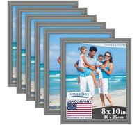 Icona Bay - 10x8 inch Picture Frames - Grey, 6 Pack - Beautifully Detailed Moulding - Contemporary Picture Frame Set - Wall Mount or Table Top - Inspirations Collection