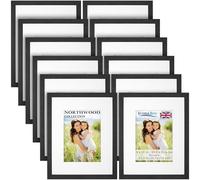Icona Bay - 10x8 Photo Frames with Removable Mat for 7x5 Pictures - Black Balsam, 12 Bulk Pack - Modern Wood Grain Multipack Picture Frames - Tabletop/Wall Mount - Northwood Collection