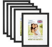 Icona Bay - 10x8 Photo Frames with Removable Mat for 7x5 Pictures - Black Balsam, 5 Pack - Modern Wood Grain Style with Shatterproof Cover Sheet - Tabletop/Wall Mount - Northwood Collection