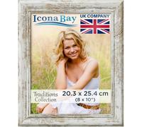 Icona Bay - 10x8 Picture Frame - White Driftwood - Rustic Wood Pattern - Lightly Distressed Frame for Table Top Display or Wall Mount - Traditions Collection