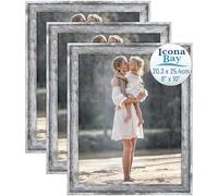 Icona Bay - 10x8 Picture Frames - Azure Grey, 3 Pack - Cape Cod Style 10 x 8 Photo Frames - Table Top or Wall Mount - Bayou Collection