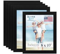 Icona Bay - 10x8 Picture Frames - Black, 6 Pack - Sturdy Engineered Wood Photo Frames 10 x 8 - Sl esign, Table Top or Wall Mount - Exclusives Collection