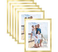 Icona Bay 10x8 Picture Frames w/Mat (Gold, 6 Pack), Modern Professional Frame Set, Noble Collection