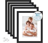 Icona Bay 10x8 Picture Frames with Removable Mat for 7x5 Photos (Black, 5 Pack), Modern Style Wood Composite Frames, Table Top or Wall Mount, Bliss Collection