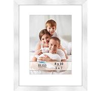 Icona Bay - 10x8 Silver Picture Frame with Removable Mat for 5x7 Photo - Modern Style Engineered Wood Frame - Table Top or Wall Mount - Bliss Collection