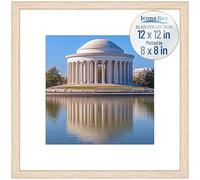 Icona Bay 12x12 Light Oak Picture Frame with Removable Mat to 8x8 Photo - Modern Style Wood Composite Poster Frame - Wall Mount Only - Bliss Collection