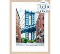 Icona Bay - 12x16 Light Oak Picture Frame Fits 11x15 Photos with Mat to 9x12 Image - Modern Style Engineered Wood Poster Frame - Wall Mount Only - Bliss Collection