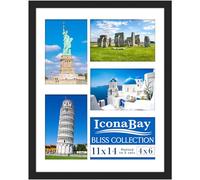 Icona Bay 14x11 Black Collage Picture Frame with Removable Mat for 5-6x4 Photos, Modern Style Wood Composite Frame, Wall Mount Only, Bliss Collection