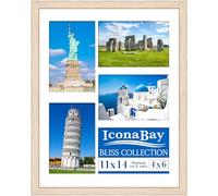 Icona Bay - 14x11 Black Collage Picture Frame with Removable Mat for Five 6x4 Photos - Modern Style Engineered Wood Frame - Wall Mount Only - Bliss Collection