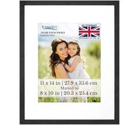 Icona Bay - 14x11 Photo Frame with Removable Mat for 10x8 Pictures - Black Balsam - Modern Wood Grain Style with Shatterproof Cover Sheet - Tabletop/Wall Mount - Northwood Collection