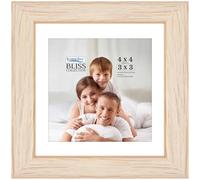 Icona Bay - 4x4 Light Oak Picture Frame with Removable Mat for 3x3 Photo - Modern Style Engineered Wood Frame - Table Top or Wall Mount - Bliss Collection