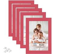 Icona Bay 4x6 (4x6) Photo Frames (Red, Pack of 5) Modern Wood Composite Photo Frames for Tabletop or Wall Mounted Bliss Collection