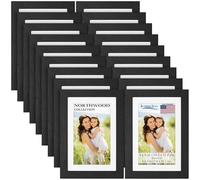 Icona Bay - 4x6 Photo Frames with Removable Mat for 3x5 Pictures - Black Balsam, 18 Pack - Modern Wood Grain Style with Shatterproof Cover Sheet - Tabletop/Wall-Mount - Northwood Collection