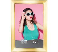 Icona Bay 4x6 Picture Frame, Gold Solid Wood Scandinavian Style Frame for Photo, Pizzazz Collection