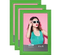 Icona Bay - 4x6 Picture Frame - Green, Pack of 3 - Solid Wood Scandinavian Style Frame for Photos - Pizzazz Collection