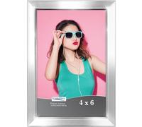Icona Bay 4x6 Picture Frame, Silver Solid Wood Scandinavian Style Frame for Photo, Pizzazz Collection