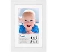 Icona Bay 4x6 Picture Frame w/Removable Mat for 3x5 Photo (White), Sleek Modern Style Frame, Table Top or Wall Mount, Serenity Collection