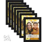 Icona Bay 4x6 Picture Frames (Black, 10 Pack), Modern Double-Beveled Frame, Tabletop or Wall Mount, Eve Collection